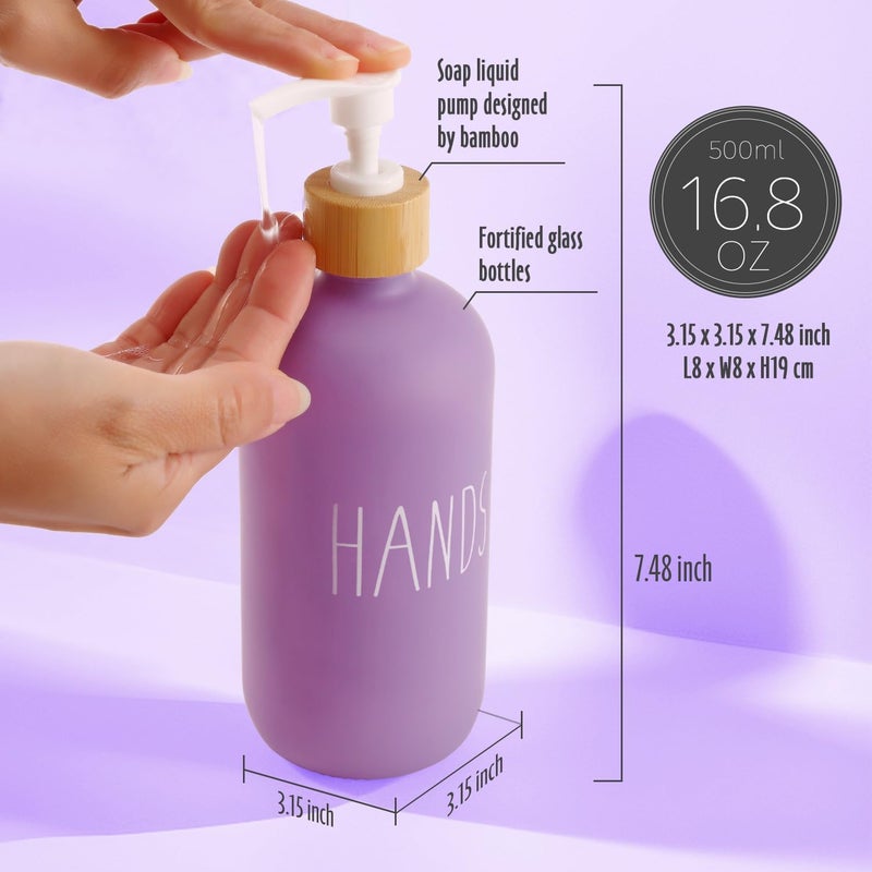 Loochica Lavender Glass Kitchen Soap Dispenser, Detergent Dispenser or Hands Soap Dispenser for Kitchen Sink, Modern Purple Decor Soap Pump for Kitchen Organization - Image 3
